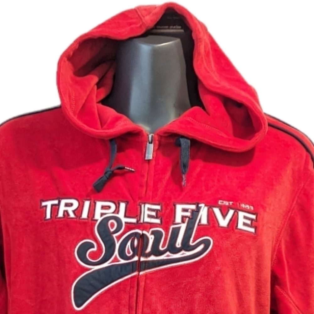 VINTAGE Triple Five Soul red velour track jacket large